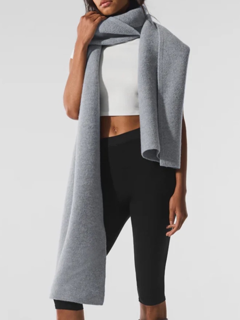 Alo Yoga Gray Merino Wool Oversized Scarf New
